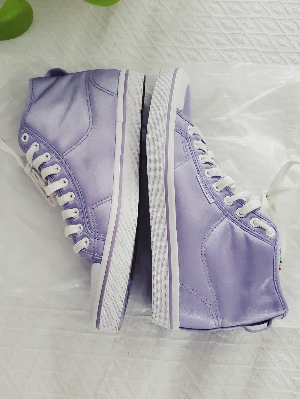 ADIDAS Europe- Limited Edition Light Purple  Satin Hi-Top Sneakers